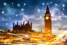 UK Parliament and Big Ben with data points