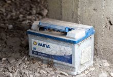 abandoned Varta car battery