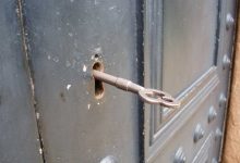 locked door with key
