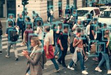 People on street AI facial recognition