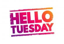 Hello Tuesday text stamp, concept background