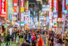 Japan Asia Shibuya Tokyo shopping district bokeh cityscape